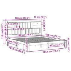 Vidaxl Postel s knihovnou bez matrace bílá 180x200 cm masivní borovice