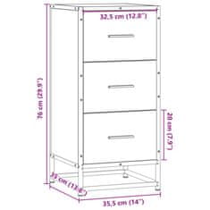 Vidaxl Příborník kouřový dub 35,5 x 35 x 76 cm kompozitní dřevo a kov