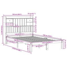 Vidaxl Postel s knihovnou bez matrace bílá 120x190 cm masivní borovice