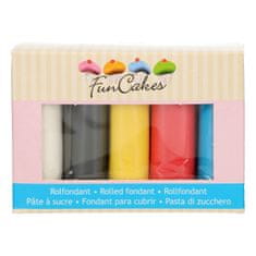 FunCakes Barevné potahovací hmoty 5x100g bílá, černá, žlutá, červená a modrá 