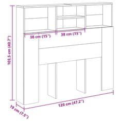 Vidaxl Čelo postele s úložným prostorem old wood 120 x 19 x 103,5 cm