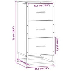 Vidaxl Příborník černý 35,5 x 35 x 76 cm kompozitní dřevo a kov