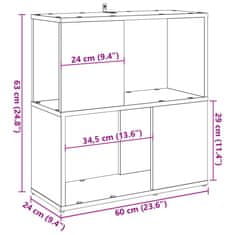 Vidaxl Knihovna dub artisan 60 x 24 x 63 cm kompozitní dřevo