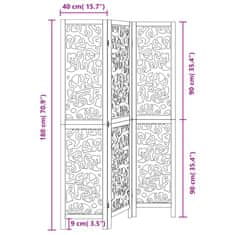 Vidaxl Paraván 3dílný černý masivní dřevo pavlovnie