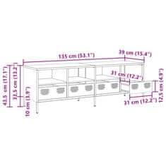 Vidaxl TV skříňka olivově zelená 135 x 39 x 43,5 cm ocel