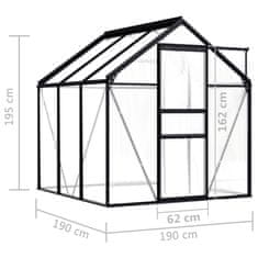 Vidaxl Skleník antracitový hliníkový 3,61 m²