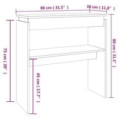 Vidaxl Konzolový stolek hnědý dub 80 x 30 x 80 cm kompozitní dřevo