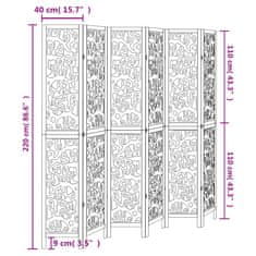 Petromila Paraván 6dílný bílý masivní dřevo pavlovnie