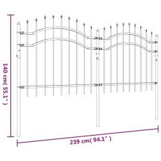 Vidaxl Zahradní plot s hroty černý 140 cm práškově lakovaná ocel