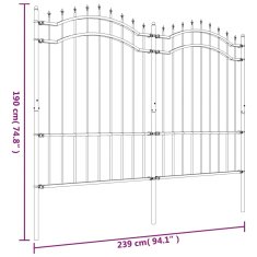 Vidaxl Zahradní plot s hroty černý 190 cm práškově lakovaná ocel