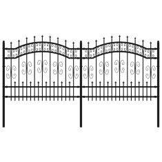 Vidaxl Zahradní plot s hroty černý 140 cm práškově lakovaná ocel