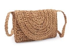 Háčkovaná kabelka z rafie - lýka crossbody 16x21 cm - přírodní stř.