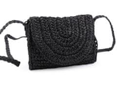 Háčkovaná kabelka z rafie - lýka crossbody 16x21 cm - černá