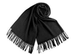 Šátek / šála typu pashmina s třásněmi 65x180 cm - (03a) černá