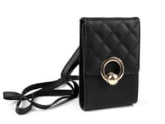 Peněženka s kapsou na mobil přes rameno crossbody 11x17 cm - černá