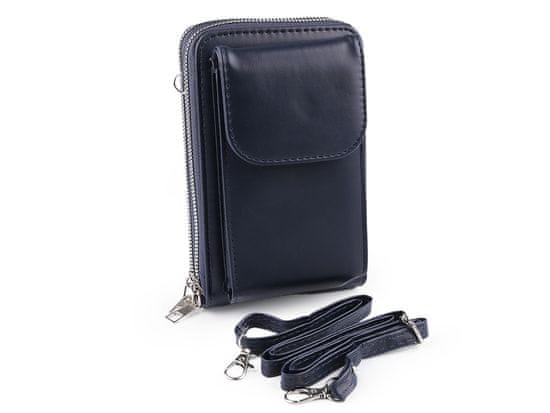 Peněženka s kapsou na mobil přes rameno crossbody 11x18 cm - modrá tmavá