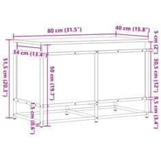 Vidaxl Úložný box s víkem černý 80 x 40 x 51,5 cm kompozitní dřevo