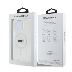 Karl Lagerfeld Zadní kryt IML Karl Head Metal Frame MagSafe pro iPhone 16 Pro Max Transparent