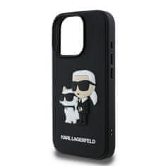 Karl Lagerfeld Zadní kryt PU Saffiano Karl and Choupette pro iPhone 16 Pro Black