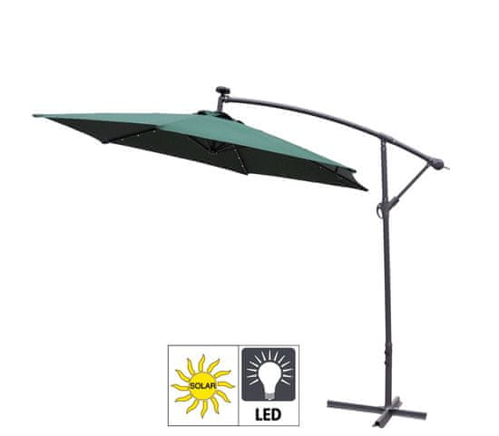 Aga Zahradní slunečník konzolový EXCLUSIV LED 300 cm Dark Green