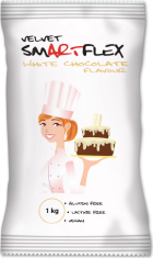 Smartflex Velvet Bílá čokoláda 1 kg v sáčku (Potahovací a modelovací hmota na dorty)