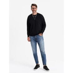 OMBRE Pánská mikina RELAXED FIT s vyraženými písmeny černá MDN127126 XXL