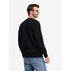 OMBRE Pánská mikina RELAXED FIT s vyraženými písmeny černá MDN127126 XXL