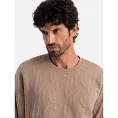 OMBRE Pánská mikina RELAXED FIT s vyraženým písmem hnědá V3 OM-SSNZ-0164 MDN127128 XXL