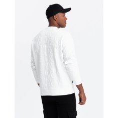 OMBRE Pánská mikina RELAXED FIT s vyraženými písmeny ecru MDN127127 S