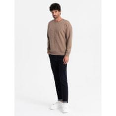 OMBRE Pánská mikina RELAXED FIT s vyraženým písmem hnědá V3 OM-SSNZ-0164 MDN127128 XXL