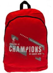 CurePink Batoh FC Liverpool: Champions (objem 17 litrů|40 x 30 x 14 cm) červený nylon