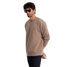 OMBRE Pánská mikina RELAXED FIT s vyraženým písmem hnědá V3 OM-SSNZ-0164 MDN127128 XXL