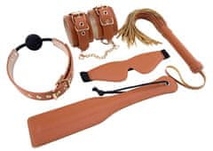 Dreamtoys Blaze Elite BDSM Set Vegan Leather (Cognac), sadomaso sada z umělé kůže