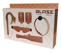 Dreamtoys Blaze Elite BDSM Set Vegan Leather (Cognac), sadomaso sada z umělé kůže