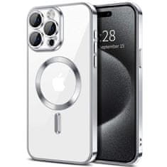 Techsuit Kryt iPhone 15 Pro Techsuit Luxury Crystal MagSafe - stříbrný