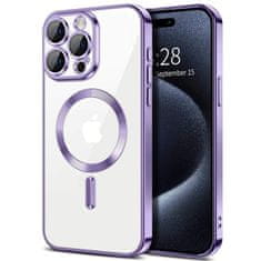 Techsuit Kryt iPhone 15 Pro Techsuit Luxury Crystal MagSafe - fialový