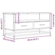 Vidaxl TV skříňka dub sonoma 80 x 34,5 x 40 cm kompozitní dřevo a kov