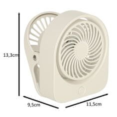 WOWO USB bezdrátový stolní ventilátor 11,5 cm v bílé barvě - kompaktní, tichý a přenosný, ideální pro domácnost a kancelář.