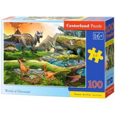 WOWO Puzzle s dinosaury 100 dílků pro děti 6+ - CASTORLAND, skvělá zábava a poznání do světa prehistorie, rozvíjí logiku a motoriku.