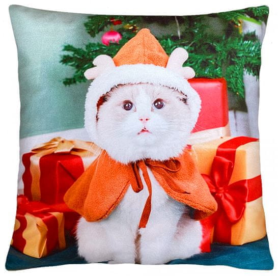 Decora Vánoční polštář XMAS CAT I. 40x40 cm Mybesthome Varianta: Povlak na polštář s antialergickou prošívanou výplní, 40x40 cm