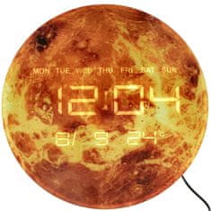 Ikonka Nástěnné Hodiny Planeta Mars S Led Displejem 32 Cm Oranžové