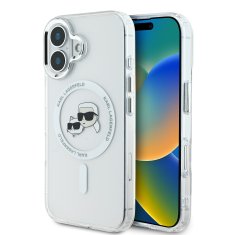 Karl Lagerfeld Zadní kryt IML K&amp;CH Heads Metal Frame MagSafe pro iPhone 16 Plus Transparent