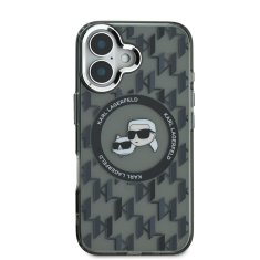 Karl Lagerfeld Zadní kryt IML Monogram K&amp;CH Heads MagSafe pro iPhone 16 Black