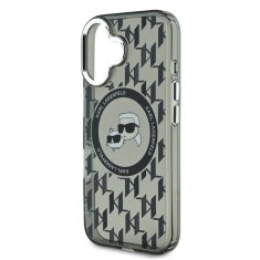 Karl Lagerfeld Zadní kryt IML Monogram K&amp;CH Heads MagSafe pro iPhone 16 Black