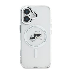 Karl Lagerfeld Zadní kryt IML K&amp;CH Heads Metal Frame MagSafe pro iPhone 16 Plus Transparent