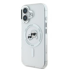 Karl Lagerfeld Zadní kryt IML K&amp;CH Heads Metal Frame MagSafe pro iPhone 16 Plus Transparent