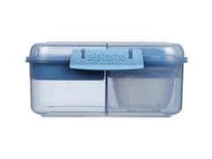 Sistema Ocean Bound Bento Cube tříkomorová krabička s nádobou na jogurt a 2 tácky 1,25 l, mix barev