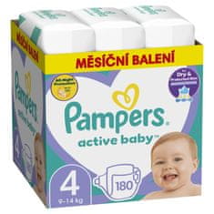 Pampers Active Baby Pleny jednorázové 4 (9-14 kg) 180 ks - MĚSÍČNÍ ZÁSOBA