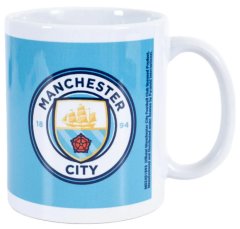 CurePink Keramický hrnek Manchester City: Klubový erb (objem 320 ml)