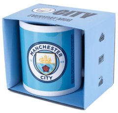 CurePink Keramický hrnek Manchester City: Klubový erb (objem 320 ml)